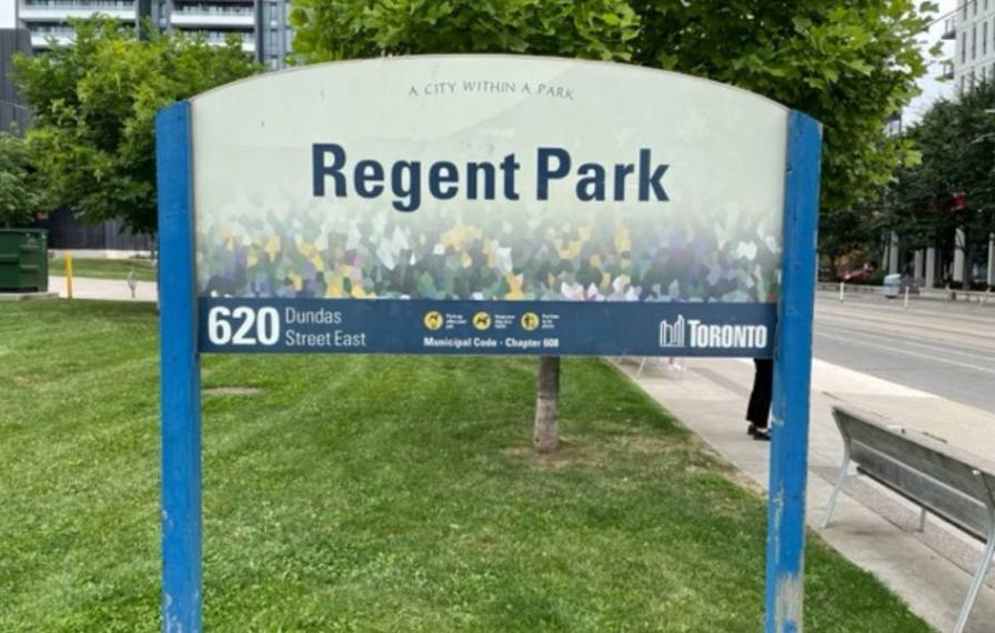 City of Toronto, Regent Park, sign. 
