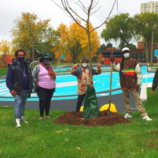 TCHC tenants care for newly planted trees. 