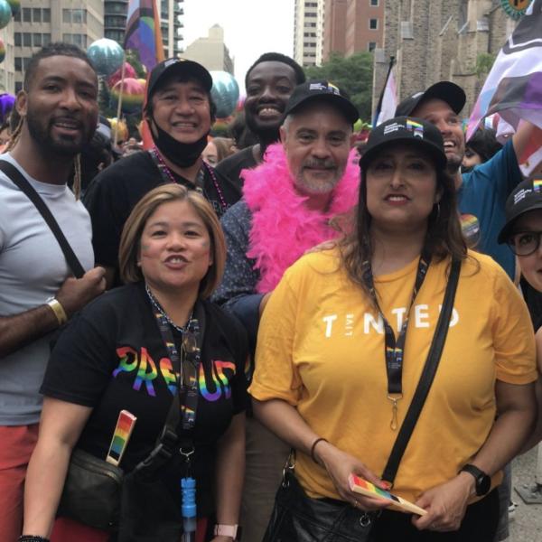Staff celebrating at the Pride parade