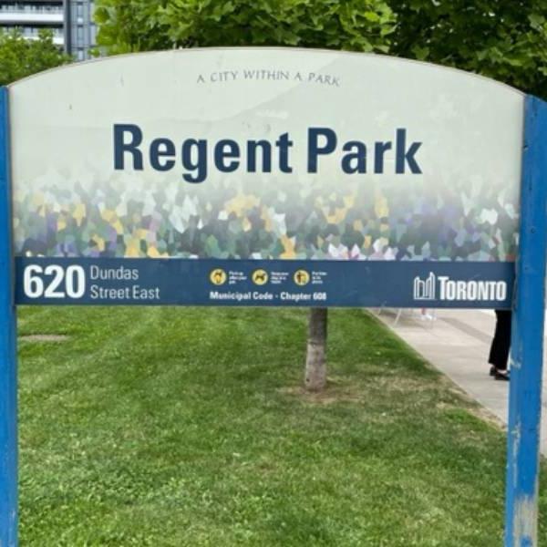 City of Toronto, Regent Park, sign. 