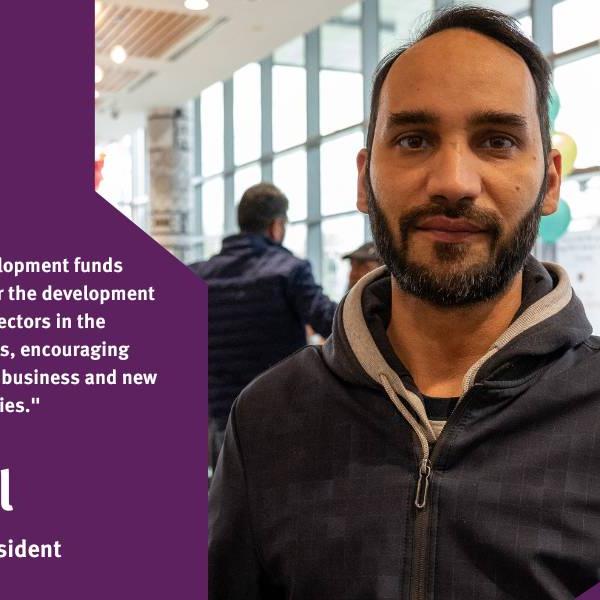 Headshot of Tariqul, a Regent Park resident, with the text of his thoughts on how the community benefits agreement should be invested in Regent Park.