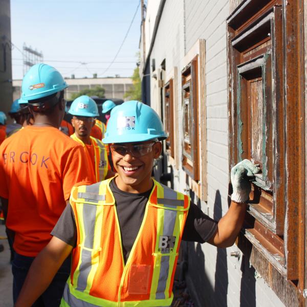 TCHC youth at a construction site