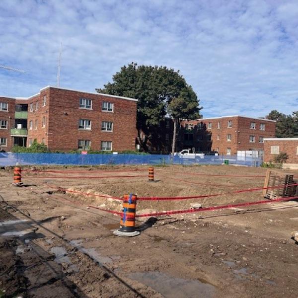 319 Gerrard St. E. A clear view of the 319 Gerrard St. site, highlighting the progress made in the Regent Park demolition efforts. 