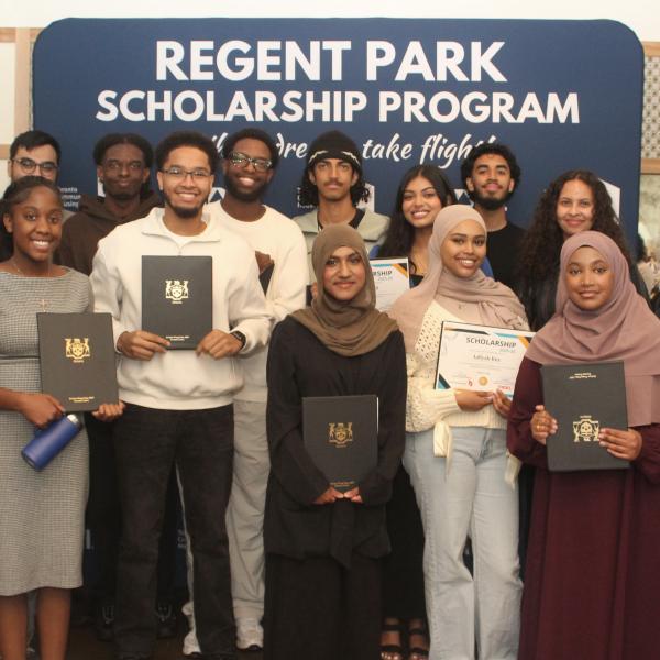 Regent Park Scholarship recipients standing and posing for the camera. 