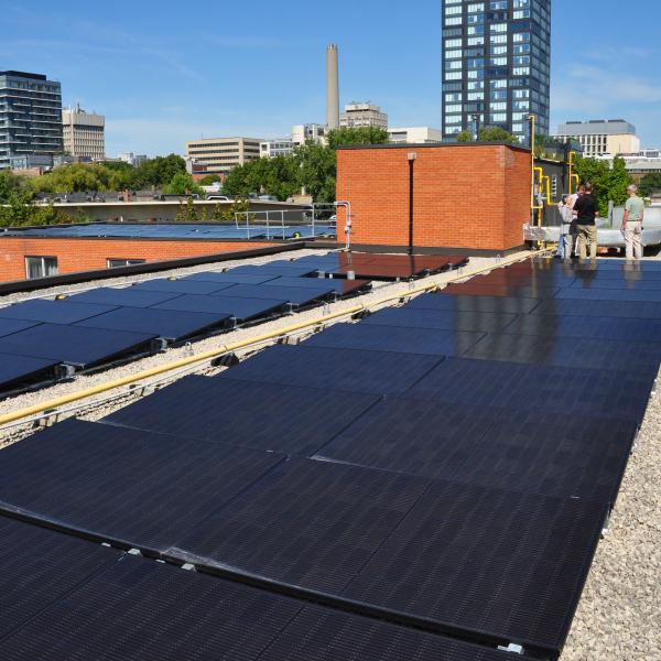 Solar panels on top of a roof at Henry and Lambertlodge