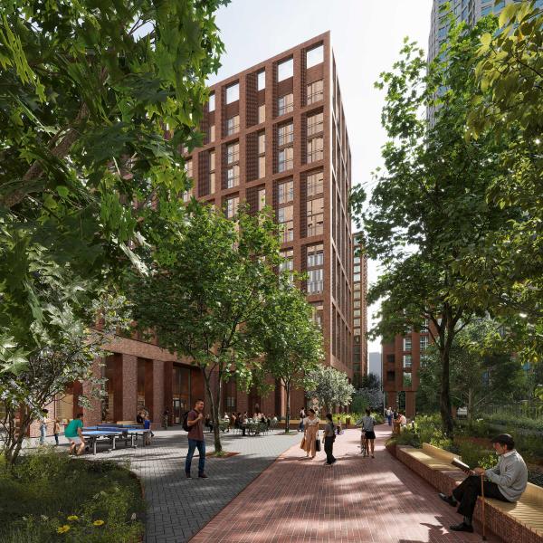 rendering of mews at new building Regent Park 4A
