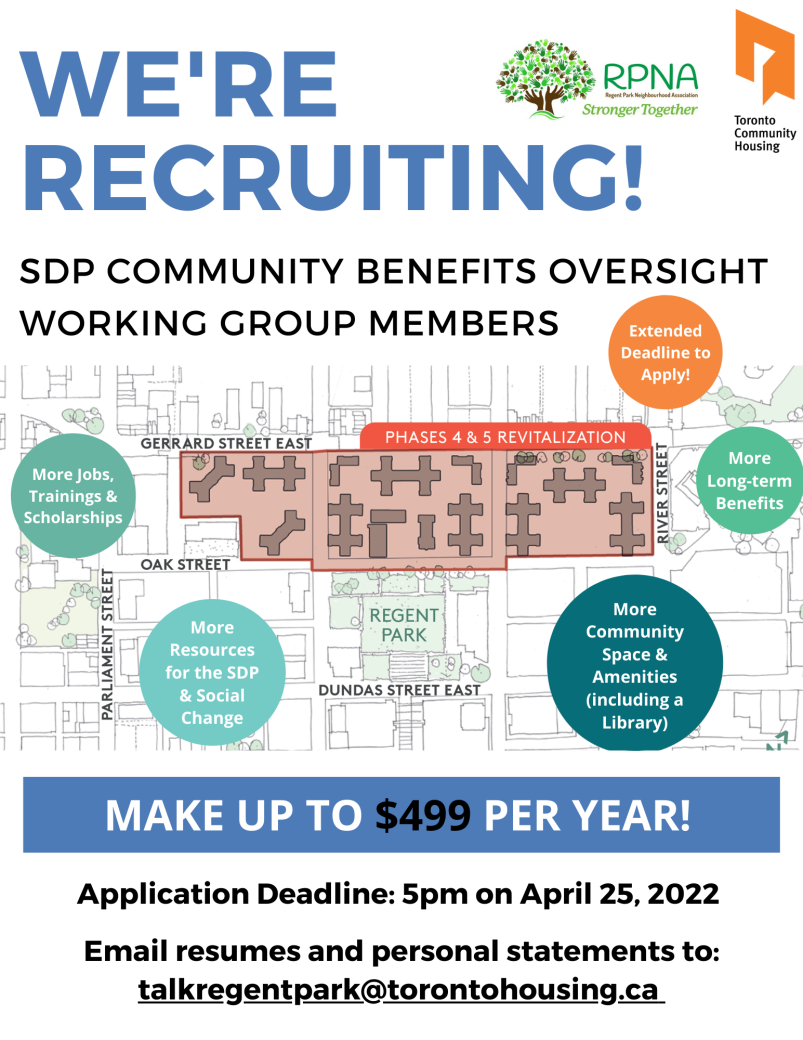 Poster advertising the SDP community benefits oversight working group