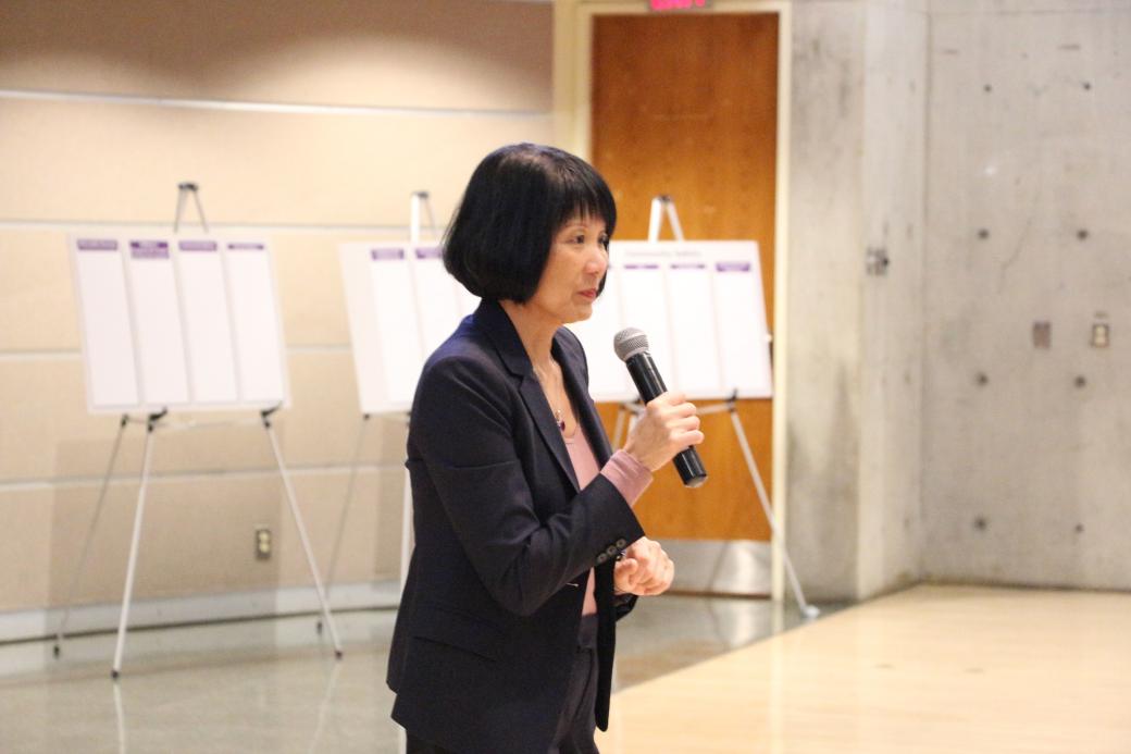 Mayor Olivia Chow speaking to tenants leaders at a budget workshop.