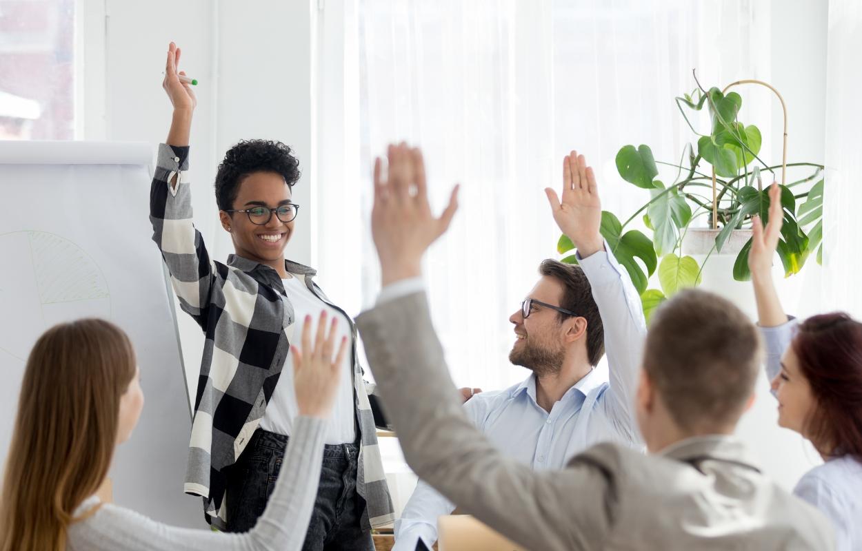 People raising hands