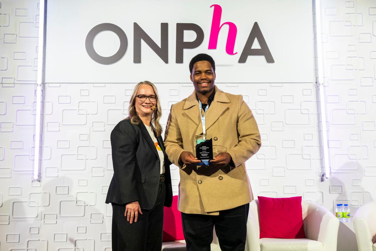 Trevaun Douglas receiving ONPHA award 