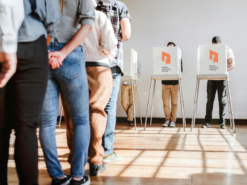 People standing in line to caste vote