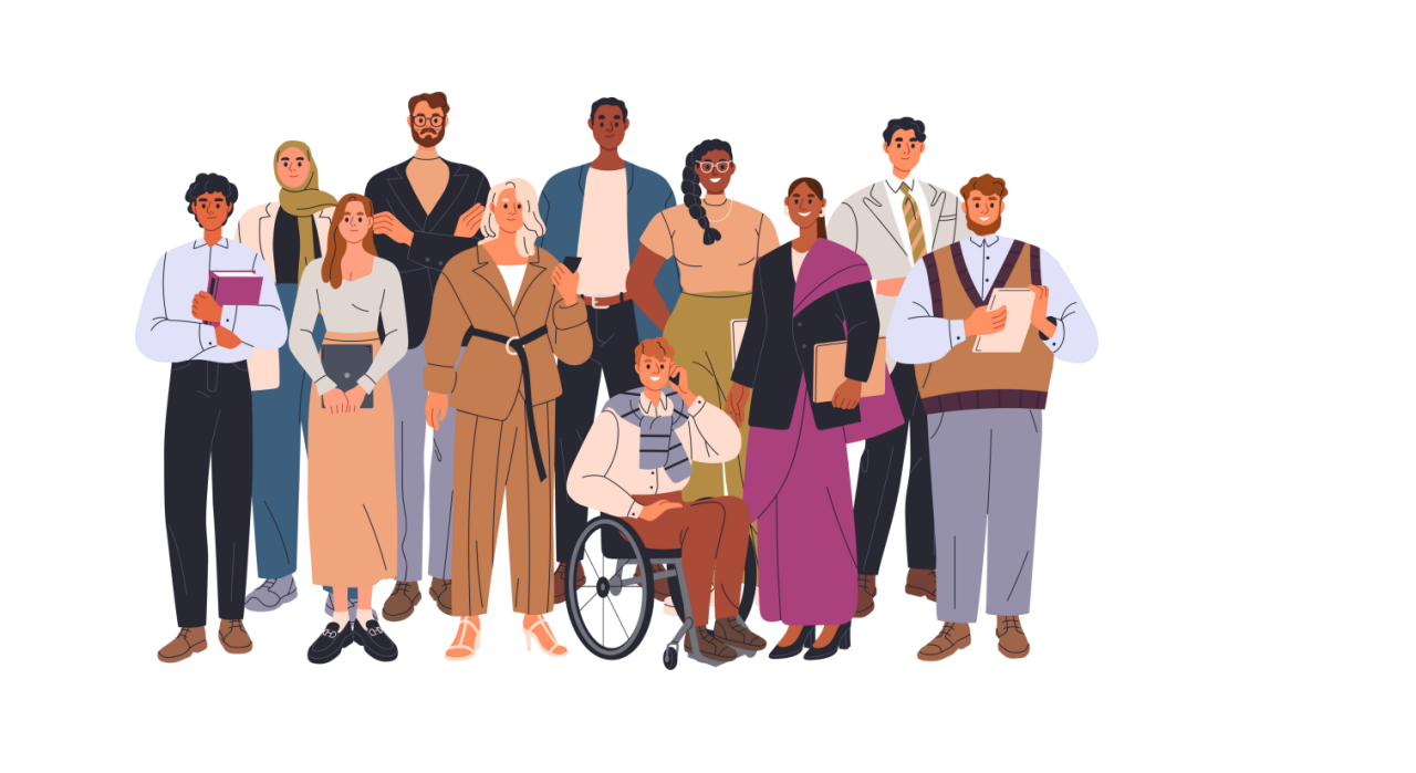 Illustration of group of people in focus group