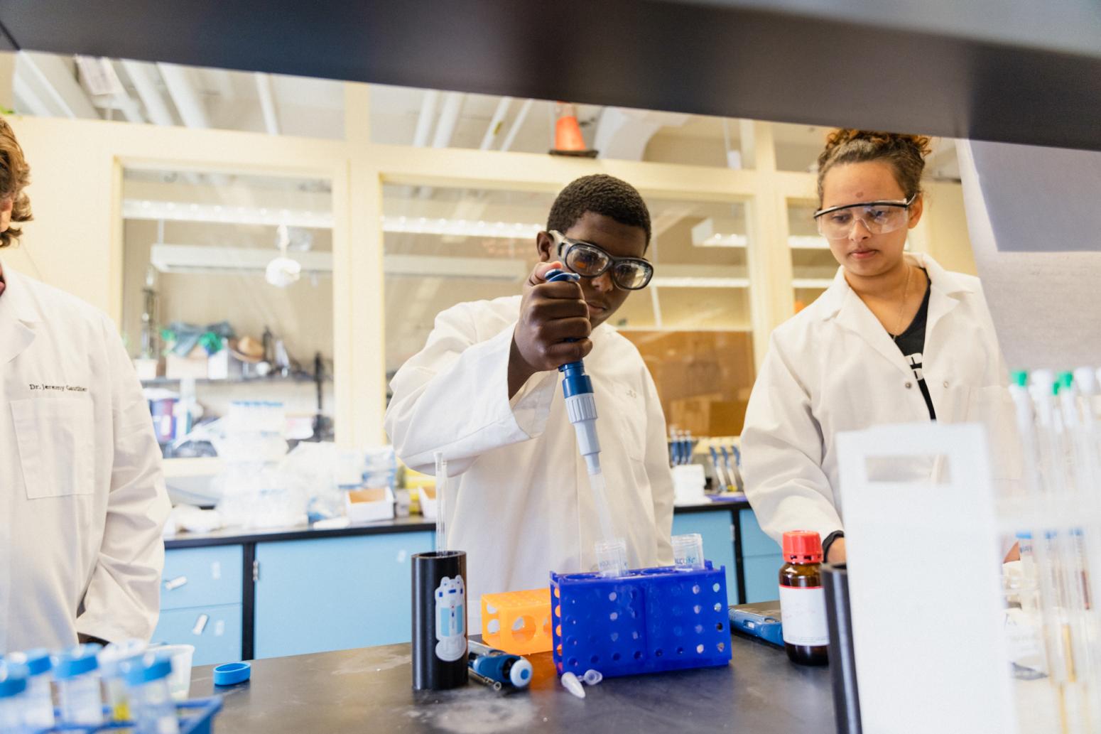 Program participants in the lab