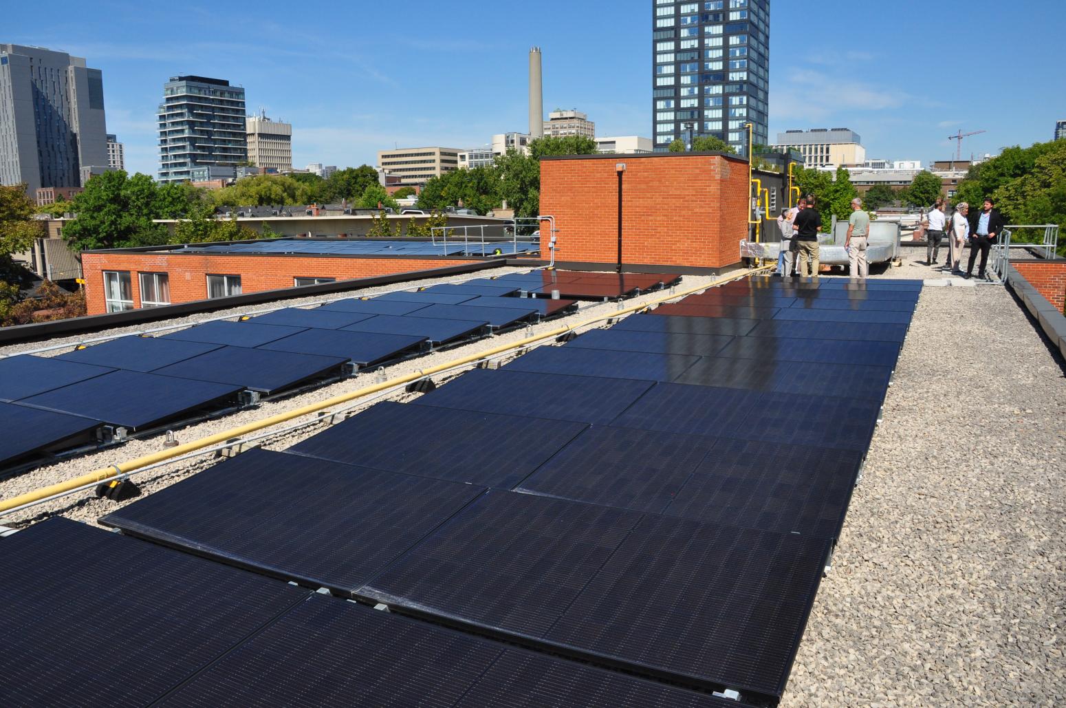 Solar panels on top of a roof at Henry and Lambertlodge