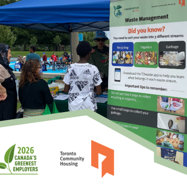 TCHC staff talking to tenants about conservation at an outdoor event